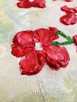 Floral Acrylic Painting Canvas Sculpture Flower Heavy Texture 3D Impasto 16x20