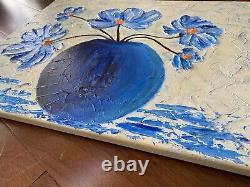 Floral Acrylic Painting Canvas Sculpture Flower Heavy Texture 3D Impasto 16x20