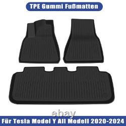 For Tesla Model Y Heavy Duty 3 Piece TPE Mat Set Non Slip All Weather Durable