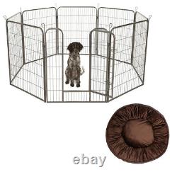 Free Brown Dog Mat + Heavy Duty 8 Piece Puppy Dog Run Enclosure Cage MND