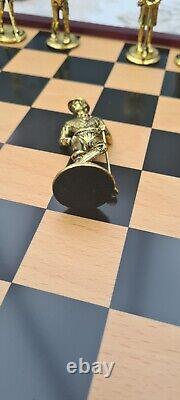 GOLF Pewter Gold and Silver Golf Chess Set and Wooden Board, New