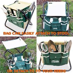 Garden Tool Set, Stainless Steel 7 Piece Tool Set, Heavy Duty Folding Stool, Det