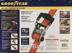 Goodyear Extra Heavy Duty 1-1/2 Ratchet Tie Down Straps Quick Release 4 Piece