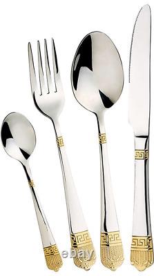 Greek Heavy 72 Piece Gold Cutlery Set Stainless Steel Canteen Christmas Present