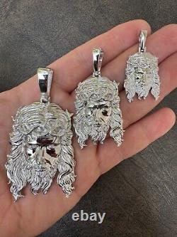 HEAVY SOLID Real Solid 925 Sterling Silver Jesus Piece Pendant Necklace 1-2.5