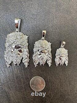 HEAVY SOLID Real Solid 925 Sterling Silver Jesus Piece Pendant Necklace 1-2.5