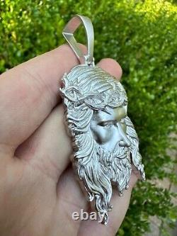 HEAVY SOLID Real Solid 925 Sterling Silver Jesus Piece Pendant Necklace 3 Size