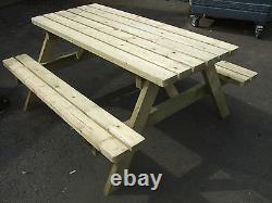 Hand Made 5ft 6 Seat Patio Garden Pub Picnic Bench Table Heavy Duty Timber