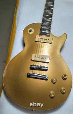 Handmade Heavy Relic Goldtop P90 Electric Guitar, one Piece Neck and Body Top