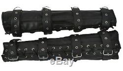 Heavy Duty 4 Piece Black Leather Arm And Leg Binders Restraint Steel Bondage