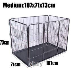 Heavy Duty 4 Piece Puppy Dog Play Pen Run Enclosure Welping Playpen with Floor