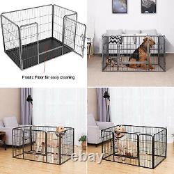 Heavy Duty 4 Piece Puppy Dog Play Pen Run Enclosure Welping Playpen with Floor