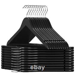 Heavy Duty Black, White, Natural Wooden Coat Hangers With Trouser Bar