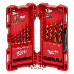 Heavy Duty Cobalt Red Helix Drill Bit Set for Drill Drivers Power Tool 15-Piece