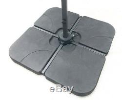 Heavy-Duty Four-Piece Cantilever Parasol Base, Poly-Coated Concrete 100kg