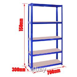 Heavy Duty Metal 5Tier Boltless Shelving Racking 1500 x 700 x 300 mm Blue UKDC