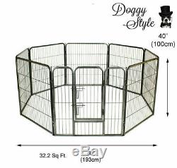 Heavy Duty Puppy Dog Play Pen Enclosure Whelping Playpen 8 Piece Cage DS-HD01L