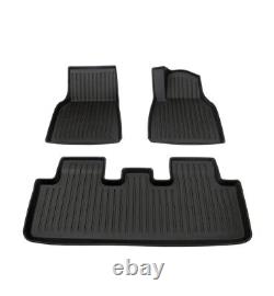 Heavy Duty Tesla Model Y Black 3 Piece TPR Mat Set Non Slip All Weather Durable