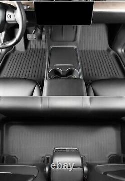 Heavy Duty Tesla Model Y Black 3 Piece TPR Mat Set Non Slip All Weather Durable