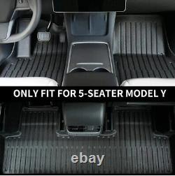 Heavy Duty Tesla Model Y Black 3 Piece TPR Mat Set Non Slip All Weather Durable