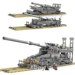 Heavy Gustav Railway Gun WW2 3846 Pieces 3 Soldiers