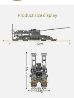 Heavy Gustav Railway Gun WW2 3846 Pieces 3 Soldiers