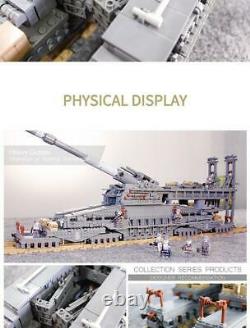 Heavy Gustav Railway Gun WW2 3846 Pieces 3 Soldiers