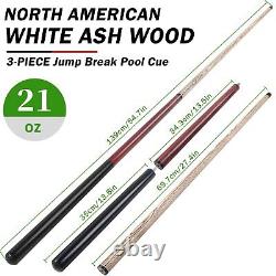 Heavy Hitter Jump Break Cue- 21oz 3 Piece Pool Stick 14mm Bakelite Tip for Ex
