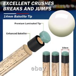 Heavy Hitter Jump Break Cue- 21oz 3 Piece Pool Stick 14mm Bakelite Tip for Ex