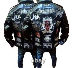 Heavy Metal Patch Leather Jacket Behemoth Batushka Unique Handcrafted Band Merch