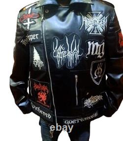 Heavy Metal Patch Leather Jacket Behemoth Batushka Unique Handcrafted Band Merch