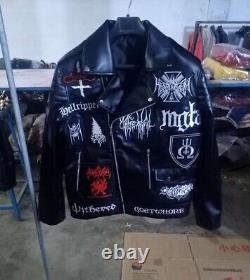 Heavy Metal Patch Leather Jacket Behemoth Batushka Unique Handcrafted Band Merch