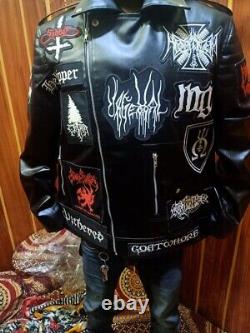 Heavy Metal Patch Leather Jacket Behemoth Batushka Unique Handcrafted Band Merch