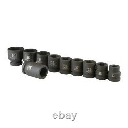 Impact Socket Set 1 Drive METRIC Heavy Duty Carry Case Truck Service 10 Piece