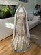 Indian Dress White Gold Ivory Lengha 3 Piece Dupatta Heavy Work Size Large