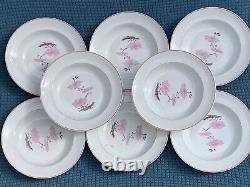 J L Coquet Limoges Samarra Shape Silk Flower Fleur de Soie Coffee Dinner Set