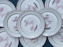 J L Coquet Limoges Samarra Shape Silk Flower Fleur de Soie Coffee Dinner Set