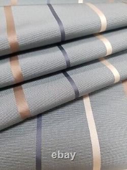 JACQUARD, ribbed texture. Sapphire blue. Blue/gold/ivory stripes. Heavy. 13.7m