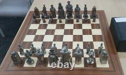 King Henry VIII Heavy Metal Chess Set Metal Pewter Pieces Only In Box No Board