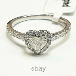 LAST PIECE. 0.40ct Natural Heart Diamond Halo Engagement Ring, Heavy White Gold