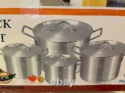 Large Alluminium Heavy Duty 4 Piece Stock Pots Restaurants, Home, Catering