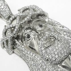 Large Heavy 3D Silver Jesus Piece Pendant Stainless Steel