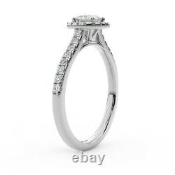 Last Piece 0.60 Ct Princess Diamond Halo Engagement Ring, Heavy White Gold