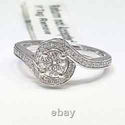 Last Piece 0.70Ct Round Diamond Twisted Halo Engagement Ring, Heavy White Gold