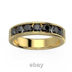 Last Piece. ! 4mm 0.75Ct Black Diamond Half Eternity Ring, Heavy 18k Yellow Gold