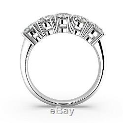 Last Piece Certified 1.60 Ct Round Diamond 5 Stone Eternity Ring, Heavy Platinum