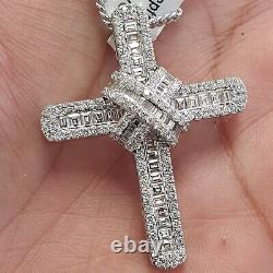 Last Piece F/VS 4CT Natural Diamond Cross Pendant Crafted In Heavy 18K Gold