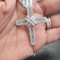 Last Piece F/VS 4CT Natural Diamond Cross Pendant Crafted In Heavy 18K Gold