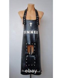 Latex Sinner Apron Heavy Rubber Fetish Wear UK Made Cod Piece Buckle Strap