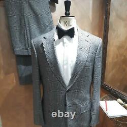 Lutwyche Savile Row Handmade Heavy Wool Grey Check Suit 36S RRP £1,800.00